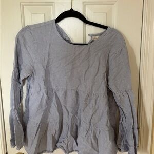 Altar’d State Striped Tiered Blue Women's Top